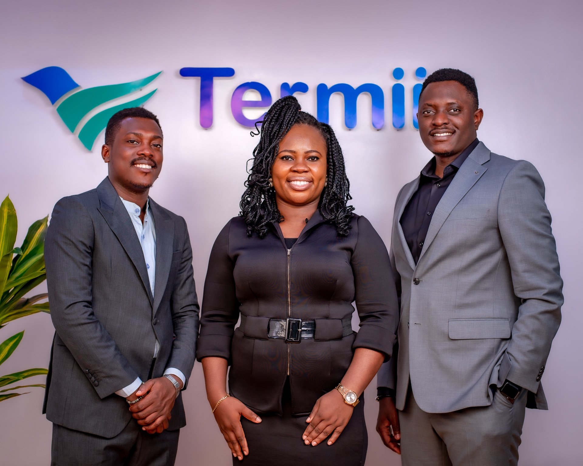 mage Credits: Termii. Ayomide Awe - CTO (Left), Idowu Atinuke - COO (Center) and Emmanuel Gbolade - CEO (Right)